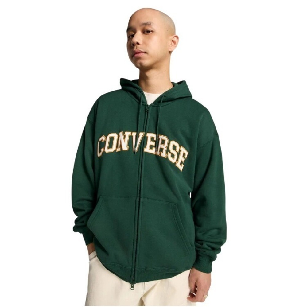 Converse Men's Zip-Up Green Hoodie 10027083-386 Medium